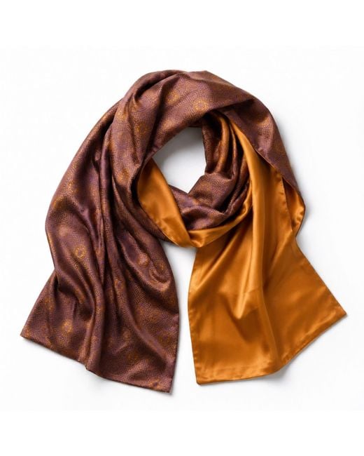 Silk and Bears Brown Amber & Reversible Jacquard Silk Evening Shawl — Soirée Collection