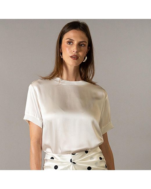 The Summer Edit White Cloe Silk T-Shirt