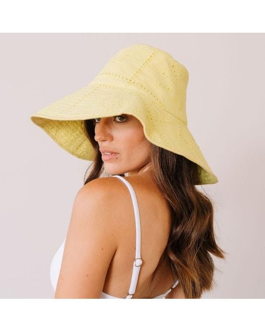 SUNSHINE TIENDA Yellow Lemonade Shell Beachy Bucket Hat