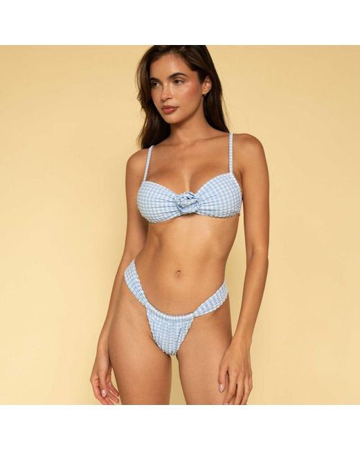 Montce Blue Peri Micro Gingham Devin Rosa Bikini Top