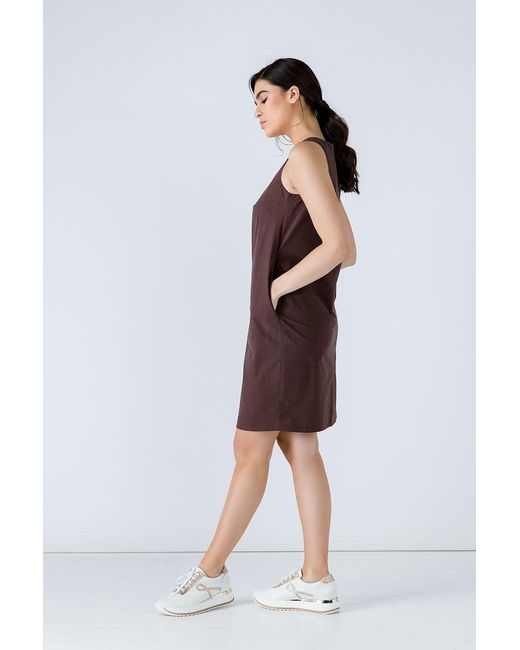 Conquista Brown Sleeveless Sack Dress