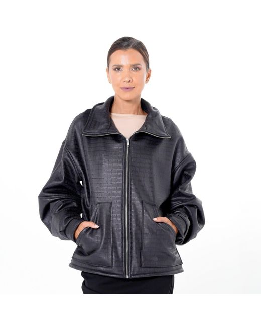 Metamorph Blue Oversized Croc-Effect Jacket