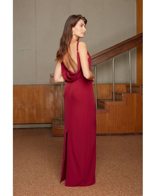 Undress Red Manoa Cowl Back Long Evening Gown