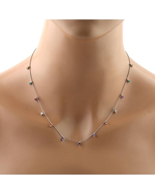 Artisan Blue Ruby, Emerald & Sapphire Station Necklace