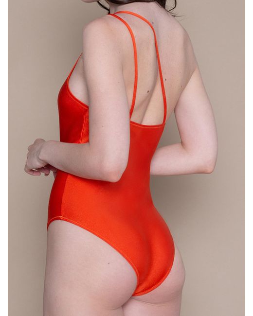 BonBon Lingerie Red Siren Orange One Shoulder Swimsuit