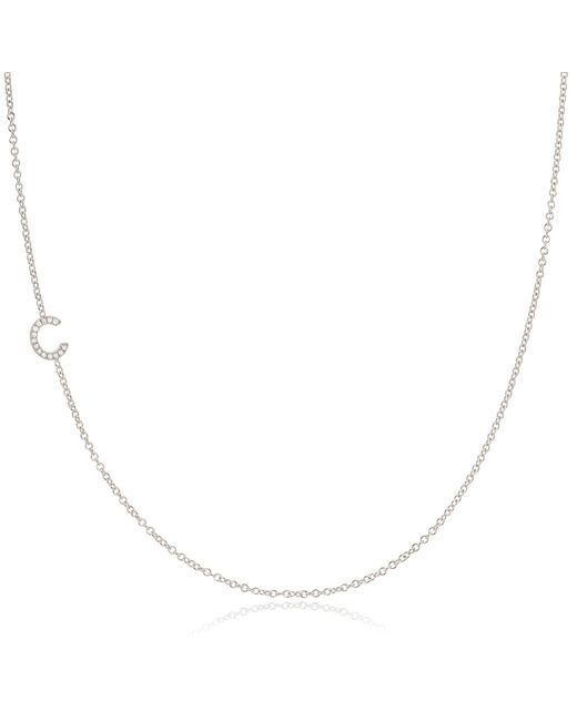 Maya Brenner Metallic 14k Gold Asymmetrical Pavé Diamond Letter Necklace - White Gold - 16" |