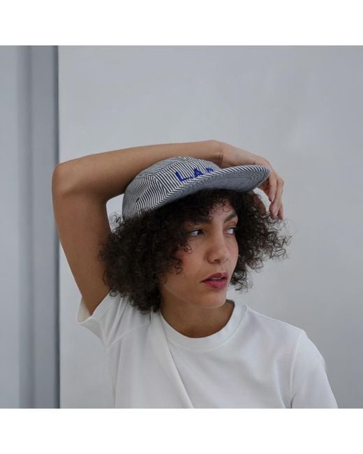London Atelier Byproduct Gray Lab Striped Embroidery Logo Hat