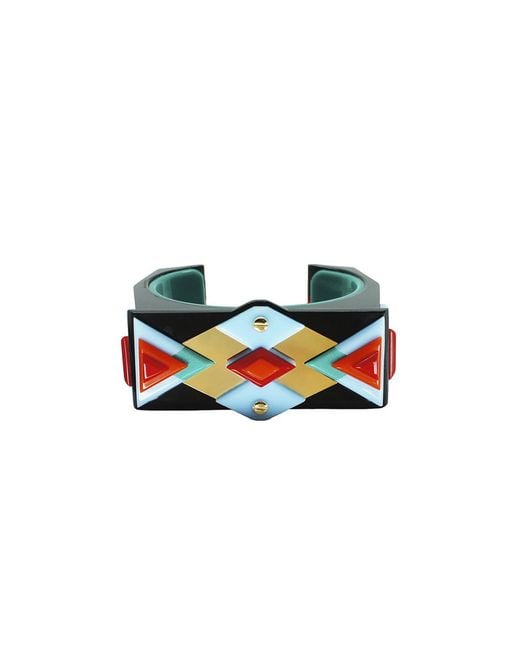 Gissa Bicalho Blue Handmade Acrylic Bracelet Kuntur/ Turquoise Green