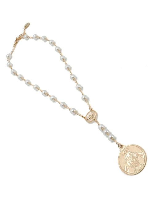 Ebru Jewelry Natural Divine Grace Pearl & Virgin Mary Necklace