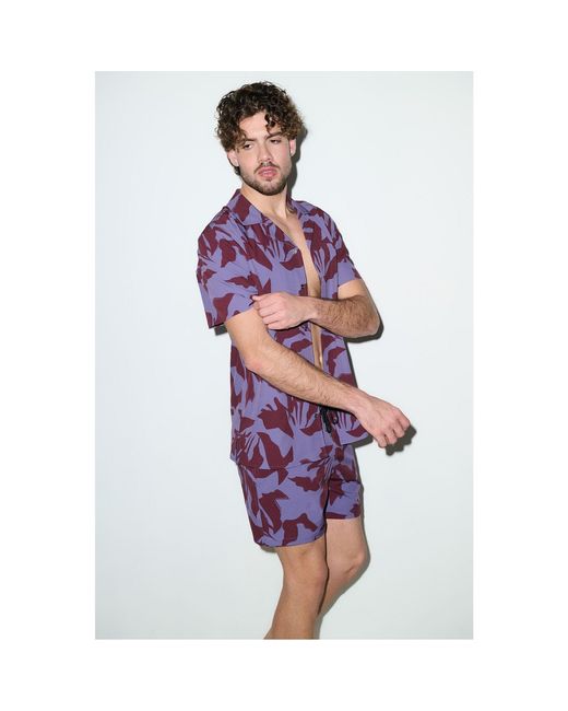 Playaluxe Purple Saint Tropez Cabana Shirt Burgundy Lilac for men
