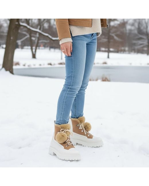 Beautiisoles by Robyn Shreiber Made in Italy Metallic Francy Winter Bootie With Faux Fur