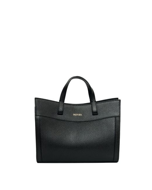 Saonara Brand Black Mini Shopping Bag Leather