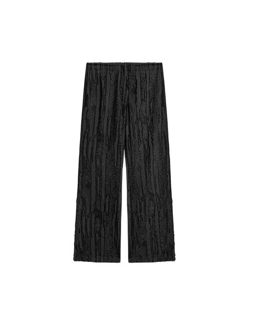 Nocturne Black Textured Relaxed-Fit Pants