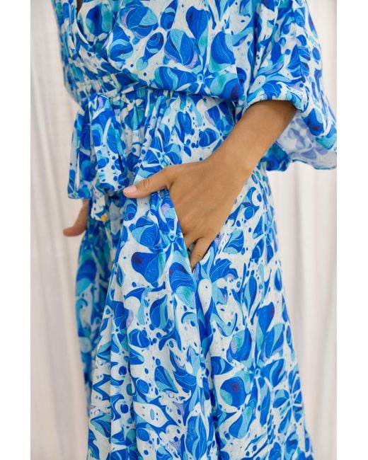 Sophia Alexia Blue Greek Goddess Mozambique Midaxi Dress