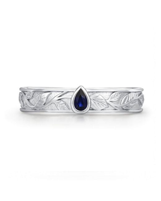 Azura Jewelry New York Blue Mallorn Leaf Sapphire Band Vermeil for men