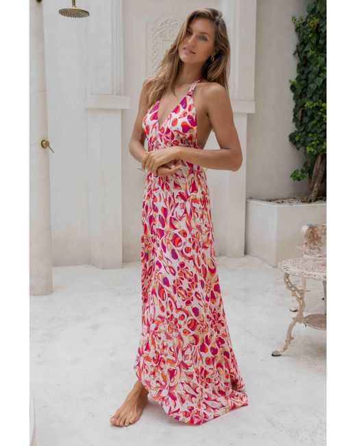 Sophia Alexia Pink Floral Fusion Silk Ibiza Dress