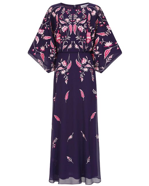 Frock and Frill Purple Viola Embroidered Maxi Dress