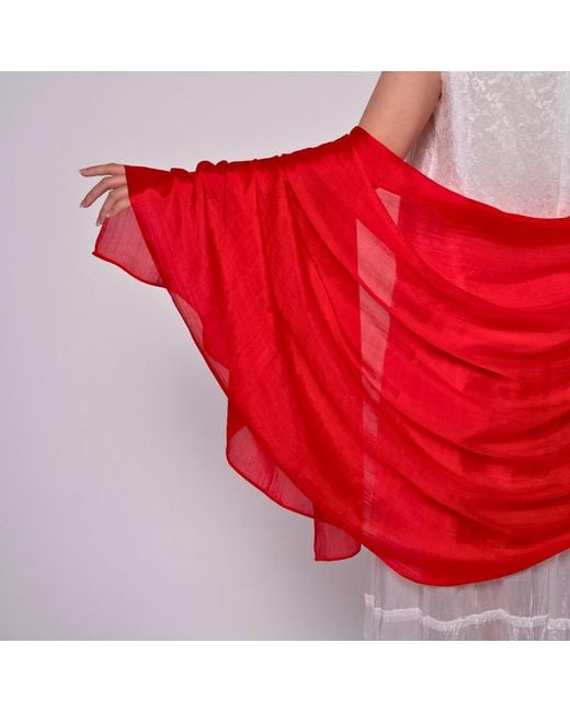 Silk and Bears Red Mulberry Silk Scarf – Handwoven & Hand-Dyed Sheer Shawl