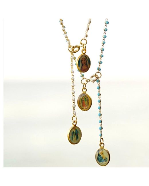 Alexie of Athens Metallic Enamel Madonna Prayer Strand Necklace