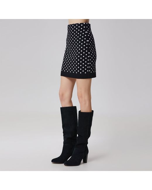 Smart and Joy Black Polka Dots Knitted Mini Skirt
