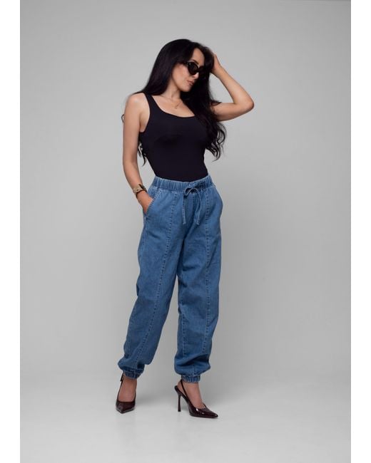 I AM DENIM Blue Featherflex Baggy Jeans