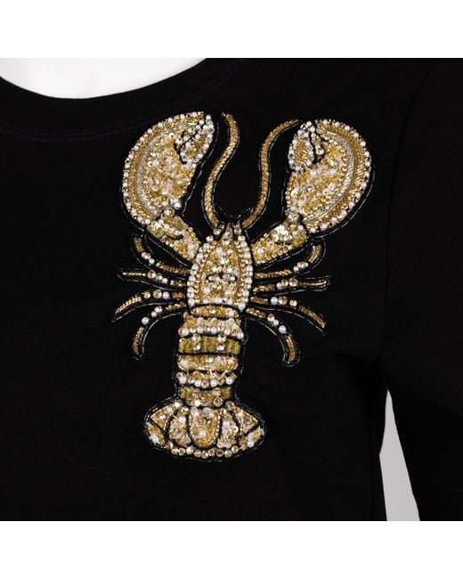 House of Laines London Black Laines Couture Embellished Lobster T-Shirt