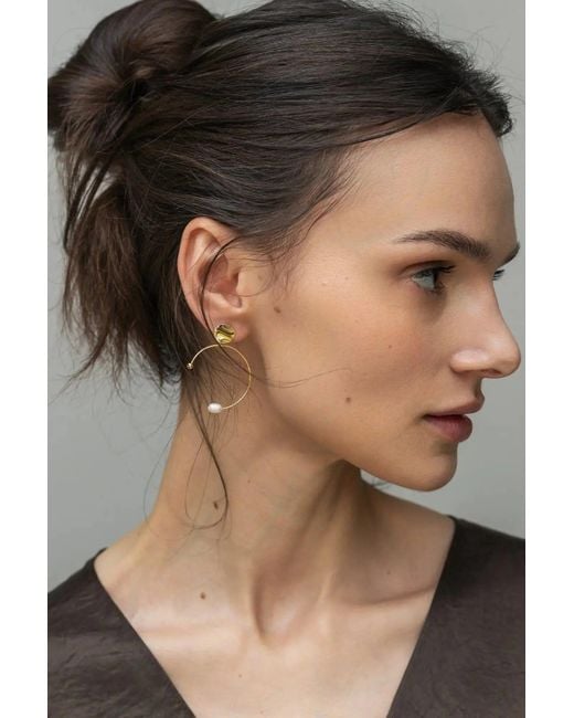 Lisa&Co. Metallic Earrings Pearl On Circle