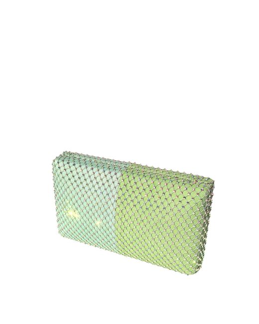 Simitri Green Pistachio Fishnet Crystal Clutch
