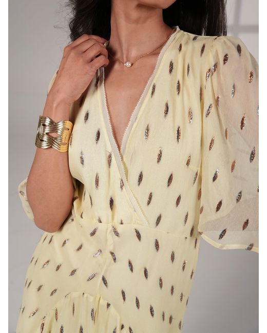 Rose & Nancy Natural Neutrals Talia Lemon Sparkle Maxi Dress