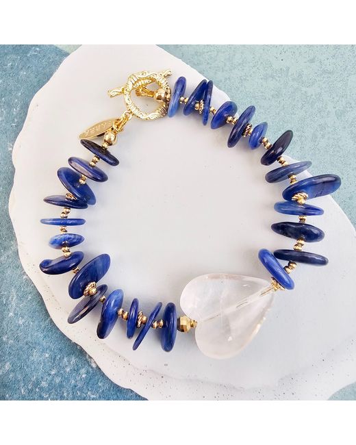Farra Blue Kyanite With Heart Quartz Bracelet