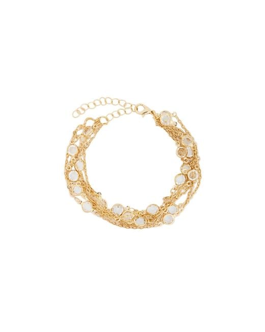 Saachi Metallic Glass Multi Layer Clear Bracelet