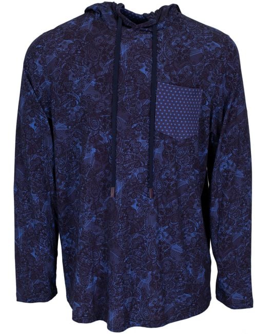 Lords of Harlech Blue Horace Paisley Swirl Hoodie In Navy for men