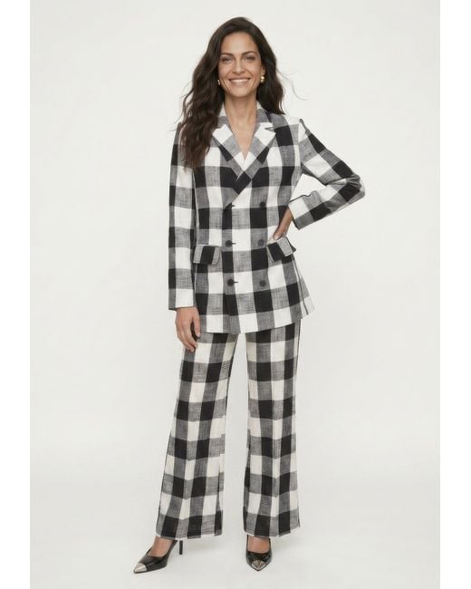 Lily and Lionel Black Zena Double Breasted Check Jacket