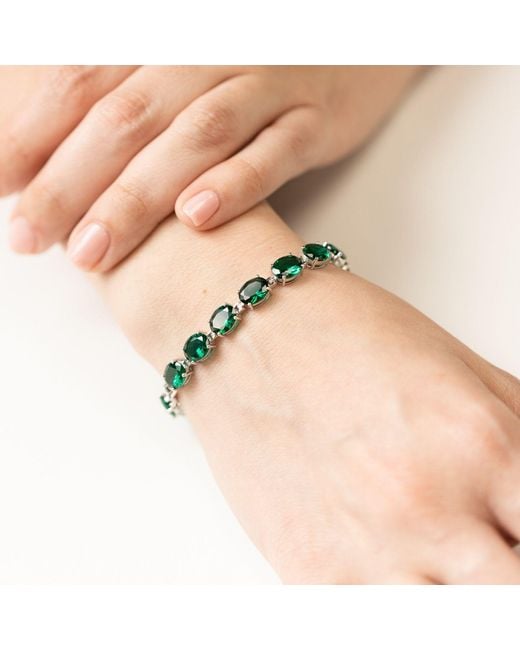 Belinda Jewelz Green Kierra Oval-Cut Emerald Tennis Bracelet