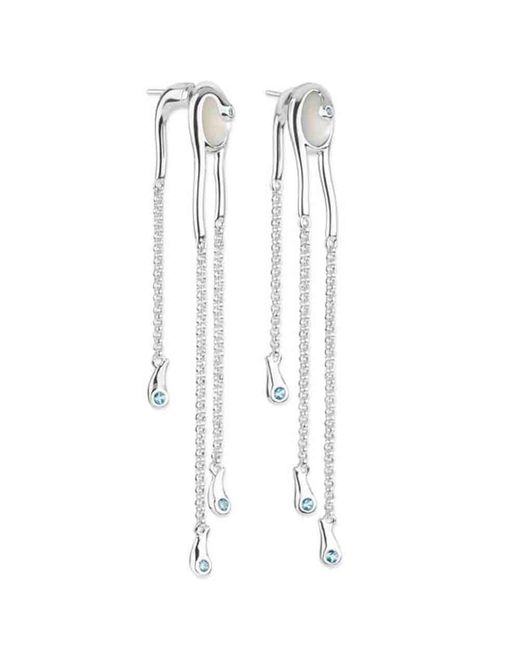 Lucy Quartermaine White Sterling Pearl Drop Earrings With Swarovski Crystals