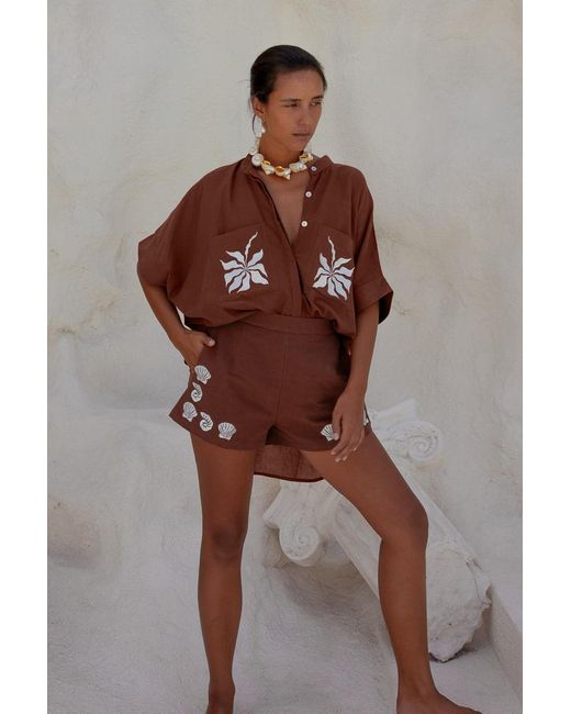 Palm Collective Brown Summer Blouse