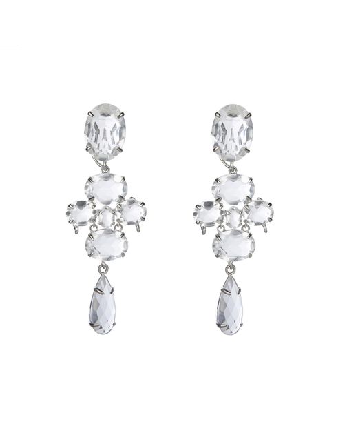 Bounkit Metallic Greta Earrings Clear Quartz Pierced