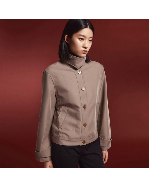 Smart and Joy Gray Buttoned Collar Short Jacket