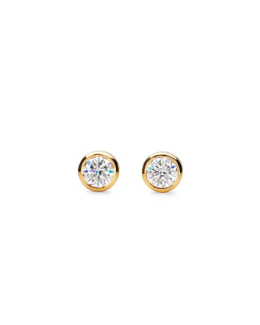 Augustine Jewels Metallic Delicate Round Shaped Diamond Stud Earrings Bezel Set