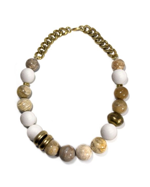 Rachel Nathan Metallic Neutrals Sponge & Fossil Coral Necklace