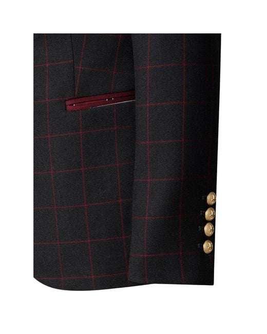 The Extreme Collection Black Wool Blazer With Contrast Lapel Rowan