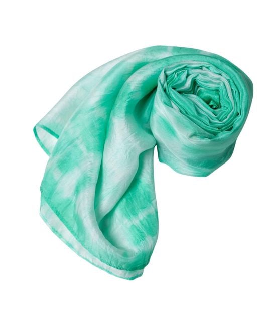 Silk and Bears Green Mint Shibori Silk Shawl – Hand-Dyed Mulberry Silk Wrap