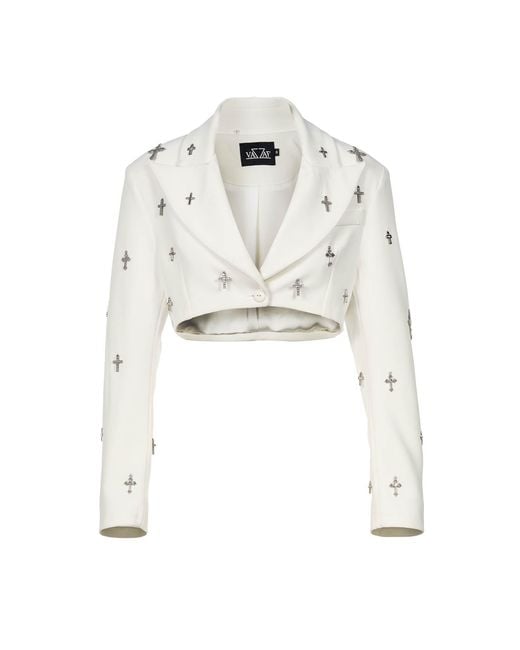 Vazaf White Saint Cropped Blazer