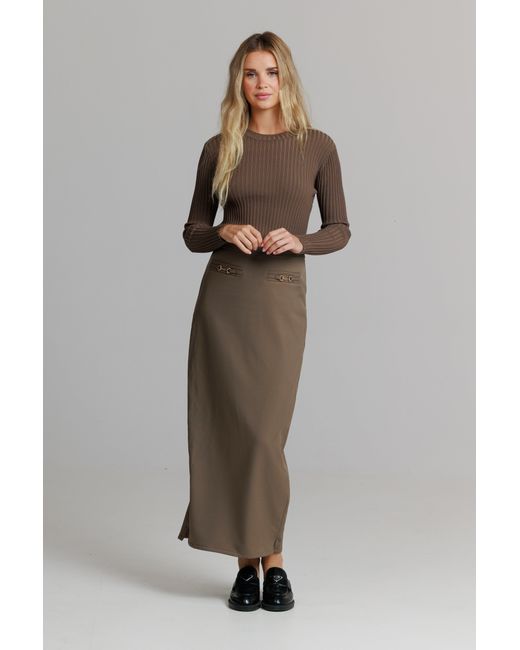 Lou&Up (Formerly Loup Clothing) Brown Buckle Skirt Mushroom