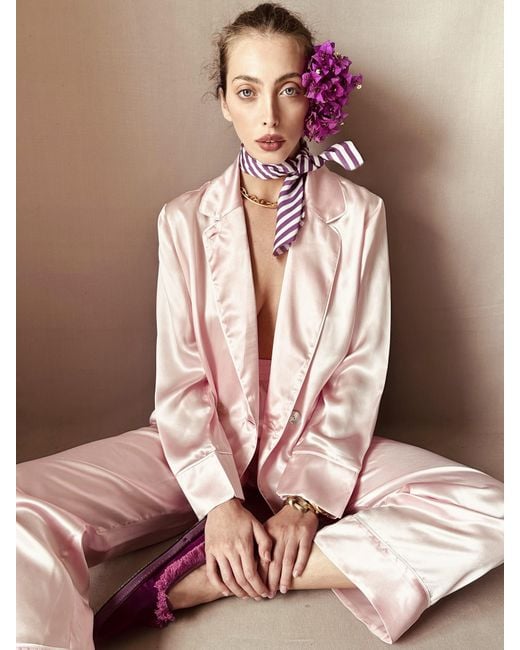 Favette Pink The Atelier Silk Pajama Set