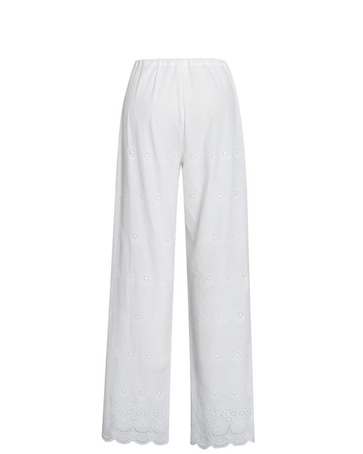 Miss Circle New York White Raina Cotton Eyelet Straight Pants