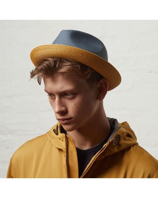 Dasmarca Hats Blue Dasmarca Florence Slate Summer Two Tone Crushable Hat for men