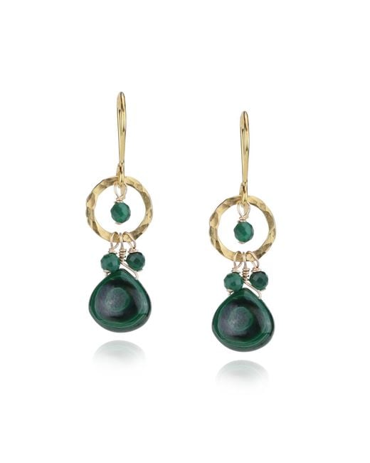 MOUNIR LONDON Green Malachite And Gold Statement Drop Earrings