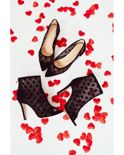 Beautiisoles by Robyn Shreiber Made in Italy Black Blake Polka Dots Mesh Work Valentine Evening Comfortable Sexy Flat Ballerina