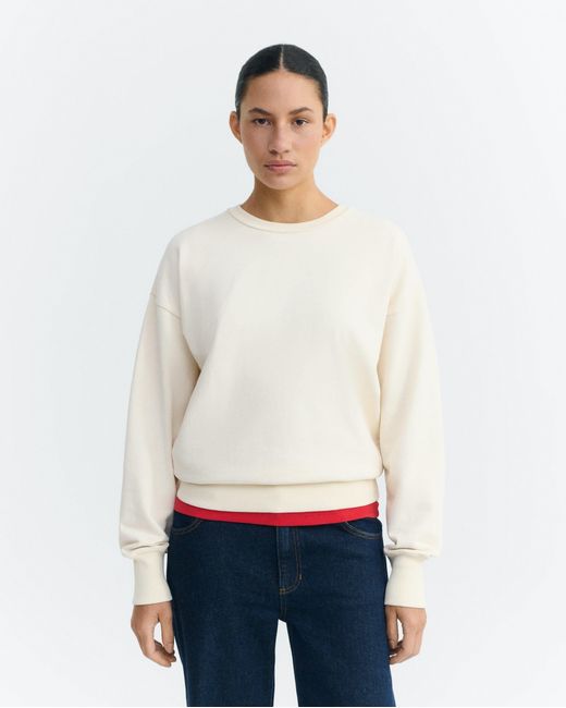 Thinking Mu White Hand-Embroidered Sweatshirt Sonne Jodie